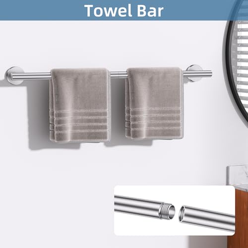 Brushed Nickel Towel Bar Bathroom Hardware Accessories Set, 10 Pieces Upgraded Toilet Paper Holder 23.6 Inch Towel Rack for Bathroom Wall Mounted Stainless Steel Bathroom Set - color: Brushed Nickel, size: 10 Pieces A
