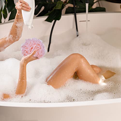 BTYMS 6 Pcs Shower Pouf 60g Bath Loofah Shower Sponge Loofahs Exfoliating Mesh Puff Body Wash Sponge - color: White&pink&green&cyan&brow&gray, size: 6 Count (Pack of 1)