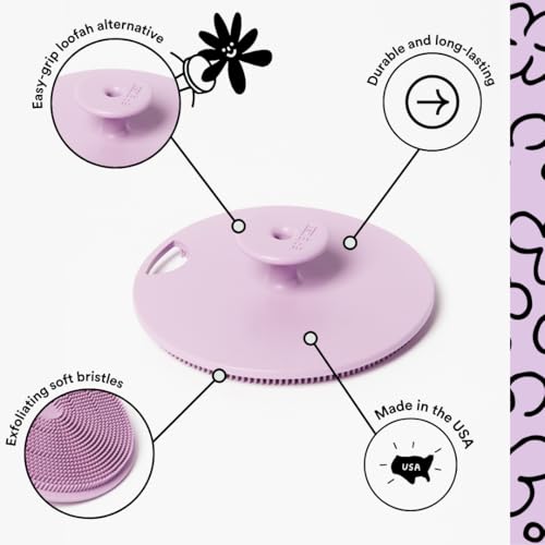 Boie USA Body Scrubber with Handle - Hygienic, Exfoliating Loofah Alternative - Feels Like Silicone Scrubber Gentle on Sensitive Skin, Hypoallergenic, BPA & Latex-Free, Made in the USA (Purple) - color: Purple