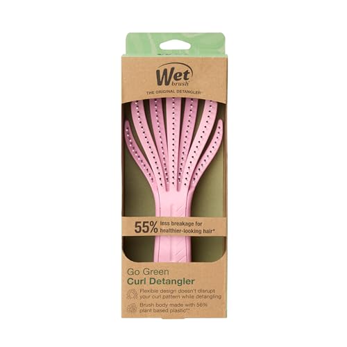 Wet Brush Go Green Curl Detangler, Plant Based, Pink | Ultra Soft IntelliFlex Bristles Designed for Curly Hair, Plant Based Eco-Friendly Materials, Gently Detangles, No Breakage - color: Pink, size: 1 Count (Pack of 1)