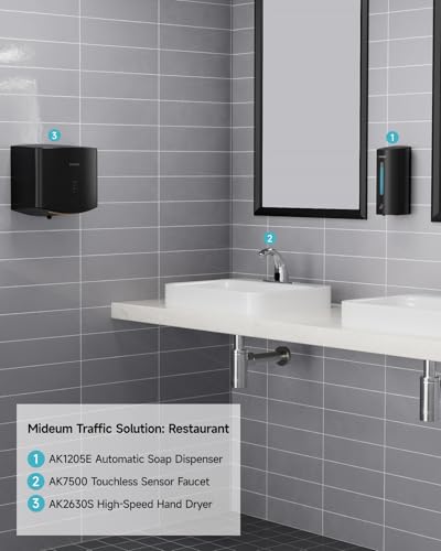 AIKE Classic Automatic Soap Dispenser,25 oz Liquid Wall Mount,MatteBlack Stainless Steel Finish Model AK1205E - color: Matteblack Stainless Steel