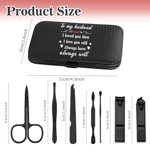 Husband Valentines Day Gifts,Sentimental Birthday Christmas Mens Gifts Stocking Stuffers for Husband from Wife Anniversary Personalized Gift Christmas Nail Clippers Manicure Kit for Men Pedicure Tools - color: Black Husband