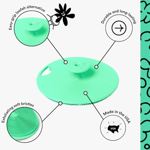 Boie USA Body Scrubber with Handle - Hygienic, Exfoliating Loofah Alternative - Feels Like Silicone Scrubber Gentle on Sensitive Skin, Hypoallergenic, BPA & Latex-Free, Made in the USA (Mint) - color: Mint