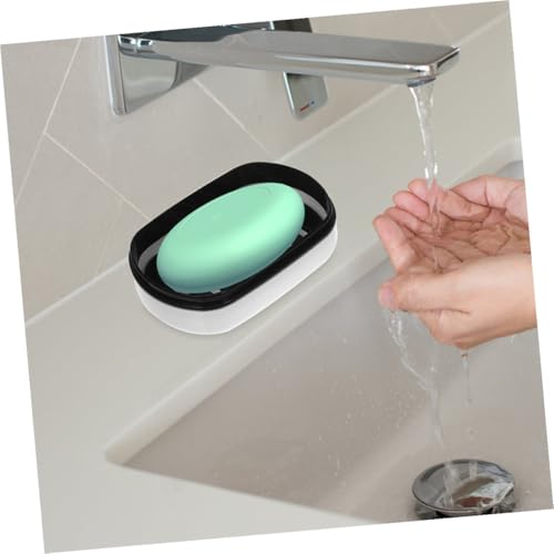 2pcs Double Layer Soap Dish with Lid Household Shower Soap Holder for Bathroom Use White Plastic Set