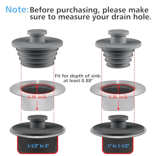 Aluvor Bathtub Stopper Drain Plug Bathroom Tub Plug Sink Stopper 2pcs | Silicone Bathtub Drain Plug Tub Drain Stopper Washbasin Stopper - color: Dark Grey, size: Large+Small