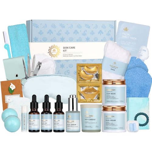 Gifts for Women & Men, Birthday Gifts, 30pcs Ylang Spa Gifts Basket Set for Women, Face Skin Care Gift Set, Bath & Body Gifts Basket Set, Birthday, Christmas, Anniversary, Fathers Day, Mom, Dad