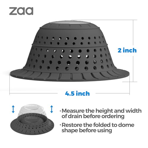 zaa Bathtub Drain Hair Catcher, 2 Pack Silicone Collapsible Bathtub Drain Cover Hair Catcher & Protector for Pop-Up & Regular Drains of Shower, Bathtub, Tub, Bathroom, Sink, Gray & Black - color: Gray Black