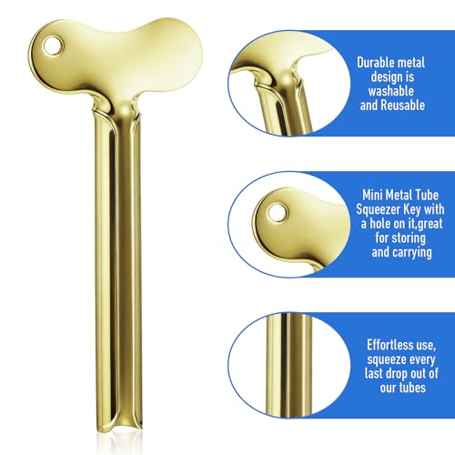 Mabor 3Pcs Toothpaste Tube Squeezer Tool, Metal Toothpaste Key Squeezer | Stainless Steel Roller Tube Wringer Dispenser Tools for Paint Cream Cosmetic Hair Dye