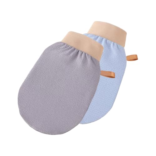 Exfoliating Bath Towel Set for Women Strong Cleaning Back Scrubber - color: Light Gray, Light Blue