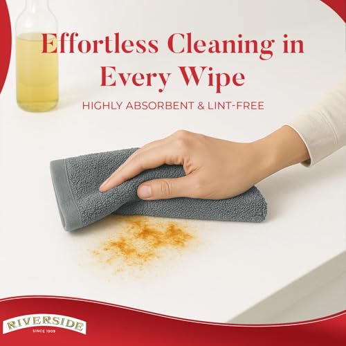 RIVERSIDE Bar Mop Towels Pack of 12, 16x19 Inches, 100% Ring Spun Cotton Terry Cloth Kitchen Towel, Highly Absorbent & Reusable Multipurpose Cleaning Rags for Bathroom, Hotel, Restaurant, Gray - color: Gray, size: Bar Mop (PK 12)