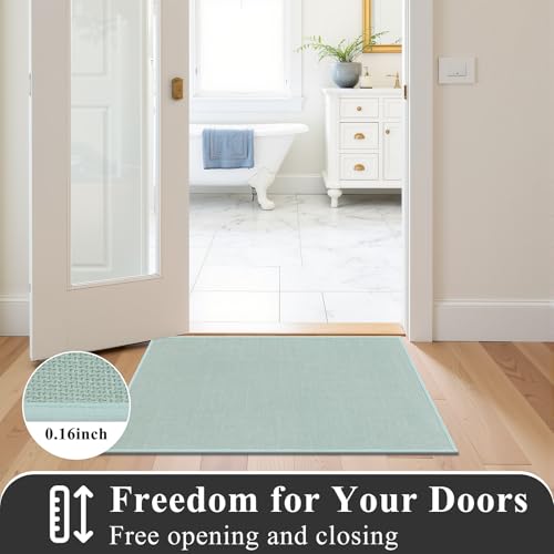 SHACOS Bath Mat Set of 2, Ultra Thin Washable Bathroom Rugs, No Slip Rubber Bath Rugs for Bathroom, Quick Dry Absorbent Bathroom Mat for Shower Outside Floor Toilet Sink (17"x24"+17"x24") - color: Light Green, size: 17"x24"+17"x24"