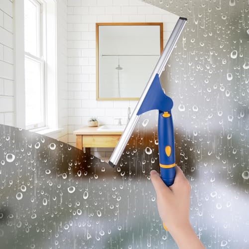ITTAR 12 inch Rotatable Shower Squeegee for Glass Doors, Multi-Purpose Window Squeegee with Hook & Refill Rubber Blade, Bathroom Cleaner Tool for Shower Door Window Mirror Wall Car Windshield - size: 12 Inch