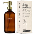 MaisoNovo Soap Dispenser 1-Piece Set | 16.9oz Amber Bottles with Gold Stainless Steel Pump Core - color: Amber/Gold