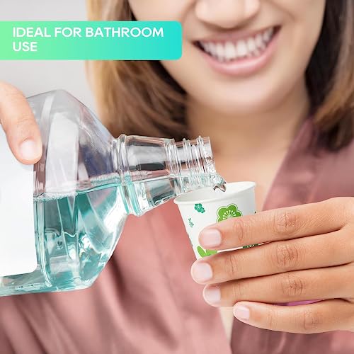 [600 Pack] Paper Cups, 3oz Disposable Bathroom Cups, Mouthwash Cups, Cold Disposable Drinking Cup for Party, Picnic, BBQ, Travel, and Event, Green Floral - color: JP-3-ZB01-600-G