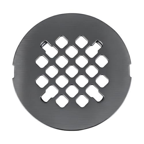 4 ¼” Polished Dark Grey Snap-in Shower Drain Cover - Replacement - 4.25" OD Strainer - Easy Install - Premium Round Shower Drain Cover - Solid Brass Construction - (Titanium/Gun Metal) - color: Polished Gun Metal/Titanium