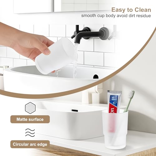 Frosted Glass Tumbler Cup, Bathroom Rinsing Cup & Drinking Glass, Fits for Toothbrush and Toothpaste Holder - color: Mattes Finish