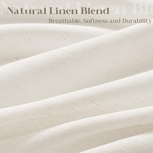 Cream Linen Shower Curtain with Tassels Water Repellent 72x72 Inch | Modern Elegant Bohemian Country Minimalist Style, Bathroom Decor Shower Curtains, Ivory Natural, Fabric Drapes, with Hooks - color: Natural - Tassels, size: 72"W x 72"L (Pack of 1)