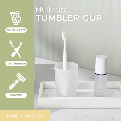 Tumbler Glass, Frosted Bathroom Rinsing Cup, Replacement Tumbler for Aomasi Toothbrush Holder - color: Frosted White