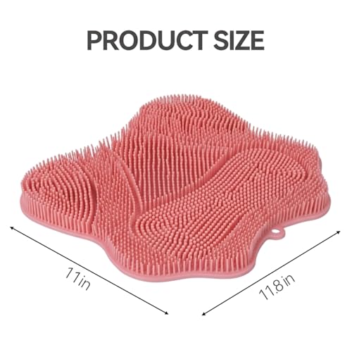 ozner Silicone Shower Foot Scrubber Mat,Back Washer Bath Wash Pad Exfoliating & Massage, Wall Mounted Slip Strong Suction Cups for Use in Cleaner Men and Women (Pink) - color: Pink