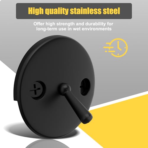 Trip Lever Bathtub Overflow Faceplate, Trip Levers Tub Drains Cover with Matching Screws (Matte Black) - color: Black Cover