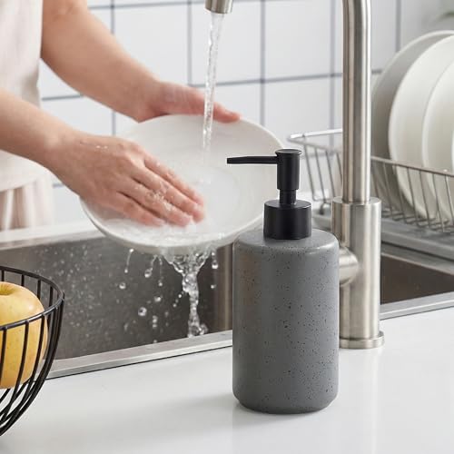 Bathroom Hand Soap Dispenser, 14oz Speckled Dish Soap Dispenser for Kitchen, Ceramic Liquid Soap Pump Bottle for Shampoo, Lotion, Conditioner, Modern Farmhouse Bathroom Decor - color: Speckled-gray