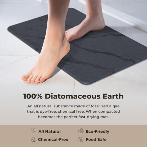 TOSORO - Stone Bath Mat Diatomaceous Earth Shower Mat Non-Slip Super Absorbent Diatomite Stone Bath Mats for Bathroom Floor Quick Drying Natural Easy to Clean (23.5 x 15) - Graphite, 2pcs - color: Marble Graphite, size: Pack of 2