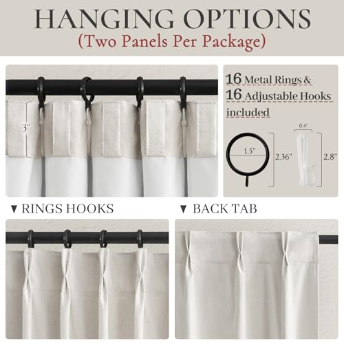 Living Room Darkening Curtains 72 Inches Long, Linen Blackout 6 ft Length 2 Panels Set Cute Black Out Window Drapes for Bedroom Insulated Thermal Curtain for Summer Heat Cream White (Pinch Pleated) - color: Birch, size: 40"W x 72"L (Pack of 2)