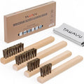TAKAVU Horsehair Detail Brush Set, Silver Cleaning Brushes & Polish Cloth for Silverware Plateware Jewelry - color: 4pcs Horsehair Brush Set