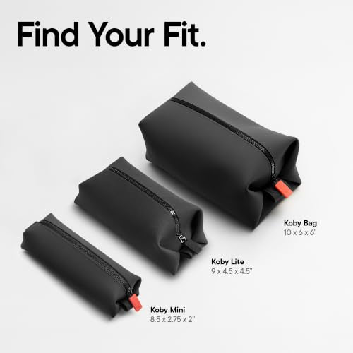 TOOLETRIES The Koby Dopp Kit Toiletry Bag – Lite 9" x 4.5" x 4.5", Charcoal | Compact silicone leak-resistant travel toiletry bag with a heavy-duty zipper that's easy to clean. - color: Charcoal, size: Lite 9" x 4.5" x 4.5"