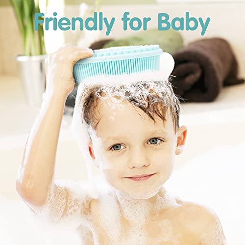 3 Pack Silicone Body Scrubber, Soft Silicone Loofah Exfoliating Body Scrubber, Silicone Body Brush Bath Shower Scrubber for Body, 2 in 1 Bath and Shampoo Wash Brush for Skin Exfoliation Men Women - size: Black+Blue+Green