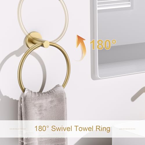 Brushed Gold Bathroom Hardware Set, 5 Pieces Gold Towel Bar Bathroom Accessories, Upgraded Toilet Paper Holder with Shelf Set, 23.6 Inch Towel Rack Towel Holder for Bathroom Wall - color: Brushed Gold, size: 5 Pieces B