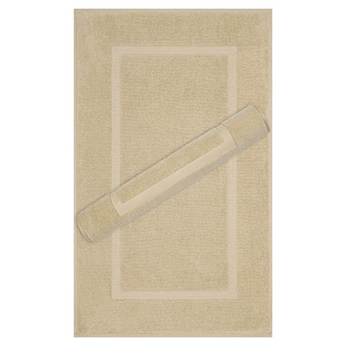 Cotton Paradise 100% Cotton Turkish Bathmat Set, Soft Absorbent Quick Dry, 2 Piece 20x34 Bathmat Floor Set, Beige - color: Beige, size: 2 PC 20x34"