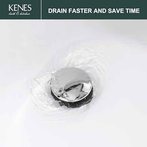 KENES Chrome Bathroom Pop Up Sink Drain with Overflow, Lavatory Bathroom Vanity Sink Drain Stopper, Sink Drain Assembly with Overflow Anti Clog Pop Up Drain - color: Chrome, size: Big Pop up Cap (With Overflow)