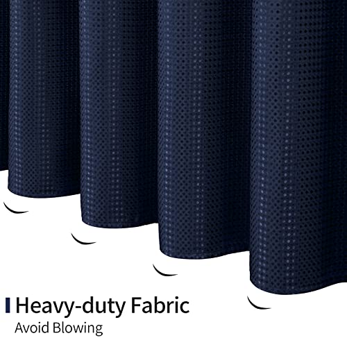 MitoVilla Long Shower Curtain 72 x 78, Navy Blue Fabric Shower Curtain Set with Snap-in Liner, 78 inches Long Cloth Mesh Top Window Shower Curtain for Hotel Spa Bathroom Decor - color: Navy, size: 72"W x 78"L (Pack of 1)