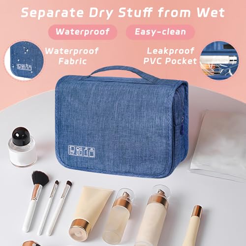 Toiletry Bag Travel Bag with Hanging Hook, Waterproof Capacity Hanging Multifunctional Makeup Bag for Toiletries, Portable Cosmetic Bag Travel Organizer for Women and Men(Navy Blue) - color: B2-Navy Blue
