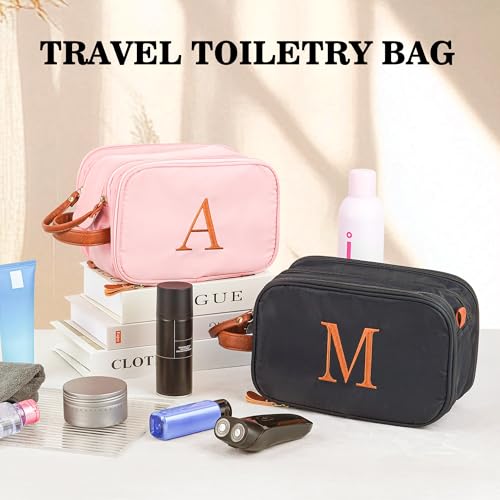 YOOLIFE Initial Toiletry Bag - Personalized Gifts for Women, 18th 20th 21st 30th 40th Birthday Gifts for Women Her, Personalized Initial Makeup Cosmetic Bags Sister Daughter Teacher Mom Gift L Pink - color: Pink, style: L