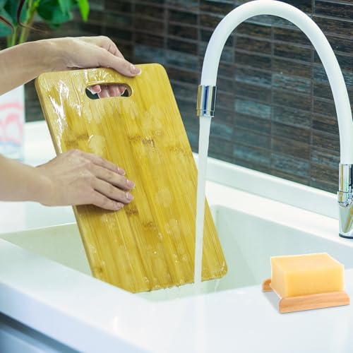 Amyhill 25 Pcs Bamboo Wood Soap Dish Bulk Bathroom Wooden Soap Holder Savers Self Draining Dishes Handcraft Tray, 3.3 x 3.3 x 0.67 Inch (Wood Color) - color: Wood Color