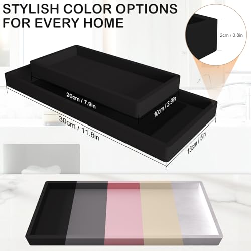 Bathroom Vanity Tray Black, Silicone 11.8 x 5 Inch Toilet Tank Tray Decor, Extra-Large Candle Tray for Bathroom Holders and Organizers, Waterproof Perfume Tray for Dresser for Vanity, Kitchen - color: Black, size: 11.8" x 5" x 0.8"