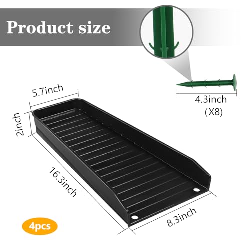 Gutter Downspout Extensions, Rain Gutter Downspout Splash Block,Drain Water Downspout Diverter, Gutter Splash Guards for Rainwater Drainage,16.3Inch (Black-4 Pack) - color: Black-4 PACK