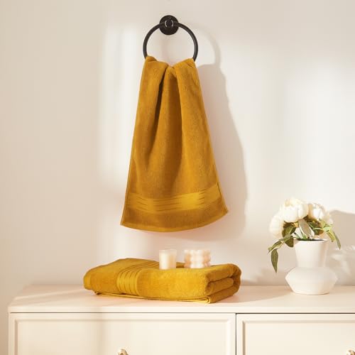 COZYART Gold Bath Towel Set 6pcs, Turkish Cotton Bathroom Towel Sets Soft Absorbent and Durable 650 GSM Luxury 6 Pcs with 2 Bath Towels, 2 Hand Towels, 2 Washcloth - color: Gold, size: 6 Piece Towel Set