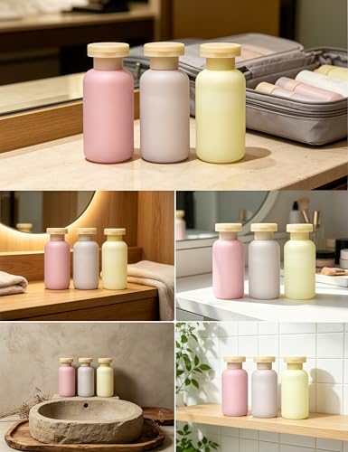3 Pcs 100ml Plastic Squeeze Bottle, Empty Shampoo Conditioner Container Travel Size Toiletries Bottles, for Shampoo, Lotion, Cream and Liquids(Garden series)