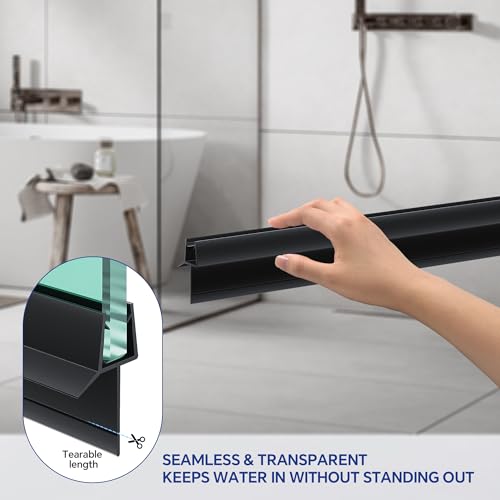 2-Pack Frameless Shower Door Bottom Seal (3/8" X 36") Clear Glass Seal Strip Shower Door Sweep - Stop Shower Leaks, Black - size: 3/8"(10mm)-36"- Black