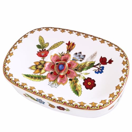 Self Draining Soap Dish, Double-Layer Bar Soap Tray, White Ceramic Soap Dish with Elegant Patterns (Style E) - color: Style E