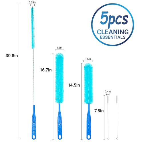 5 Pack Dryer Vent Cleaner Dryer Lint Brush Set Lint Remover, 30inch Flexible Tube Brush,Drain Brush,Long Pipe Snake for Sink, Flexible Pipe Cleaner Brush for Hair,Food & Clog Removal,Cleaner Tool Set