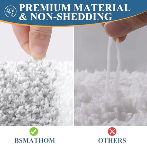 Bsmathom Bathroom Rugs Sets 3 Piece, Non-Slip Absorbent Bath Mats, Plush Shaggy Microfiber Bath Rug with U-Shaped Contour Toilet Mat Machine Washable, Light Grey - color: Light Grey, size: 18"x26"+18"x48"+U Shape 20"x24"
