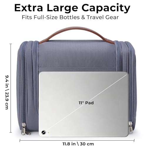 Ralnitote Large Hanging Toiletry Bag for Men, Travel Bathroom Bag with Hook, Hygiene Bag Organizer for Shower, Shaving & Grooming Essentials, Gray - color: Grey