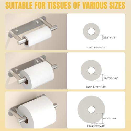 BESy Adhesive or Screw Toilet Paper Holder Wall Mount Rustproof Modern Roll Holder Flexible Pivoting Adjustable Tissue Handle with Self Adhesive or Mounted with Screws Stainless Steel Brushed Nickel - color: Brushed Nickel