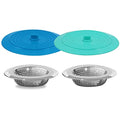 V-TOP Kitchen Drain Strainer Stopper 4 Pack, Universal 6 Inch Silicone Plug Anti-Clogging Stopper Cover, 4.5 Inch Stainless Steel Basket Strainer Food and Hair Catcher - color: 6" Blue & Green