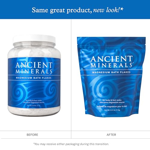 Ancient Minerals Magnesium Bath Flakes - Bathing Alternative to Epsom Salt - Soak in Natural Salts - High-Absorption Efficiency for Relaxation, Wellness & Muscle Relief (4 .4 lb) - size: 70.4 Ounce (Pack of 1)
