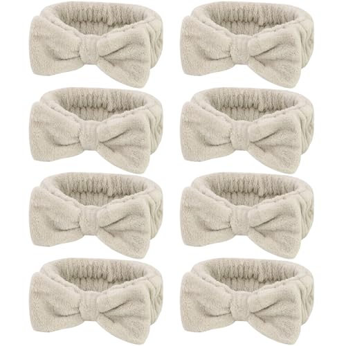 Semato Bachelorette Party Favor Set - Bride and Bridesmaid Spa Headbands, Skincare Head Bands for Women, Cute Bow Party Supplies (Light Coffee) - color: Light coffee